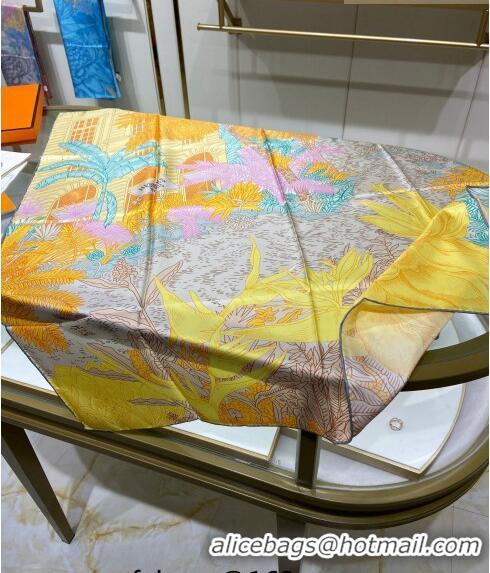 Trendy Design Hermes Faubourg Tropical Detail Silk Square Scarf 90cm H1583 Yellow 2023