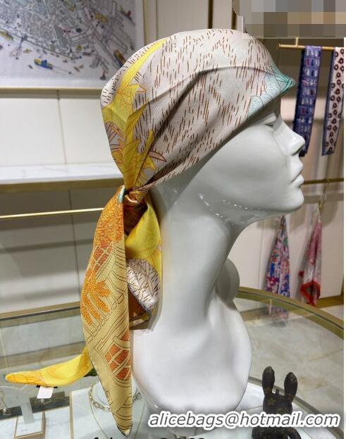 Trendy Design Hermes Faubourg Tropical Detail Silk Square Scarf 90cm H1583 Yellow 2023