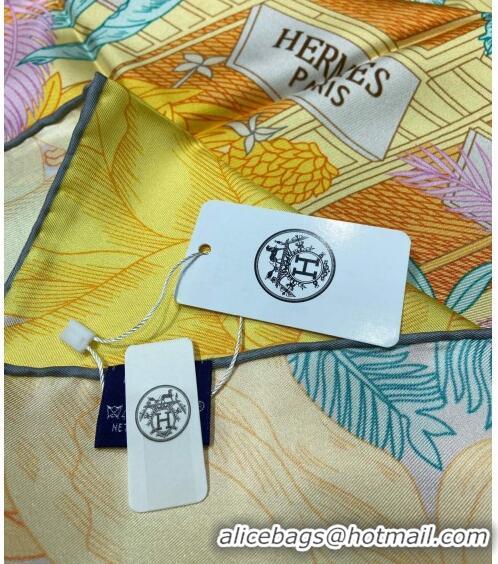 Trendy Design Hermes Faubourg Tropical Detail Silk Square Scarf 90cm H1583 Yellow 2023