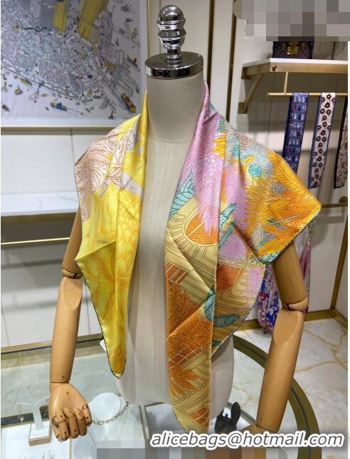 Trendy Design Hermes Faubourg Tropical Detail Silk Square Scarf 90cm H1583 Yellow 2023