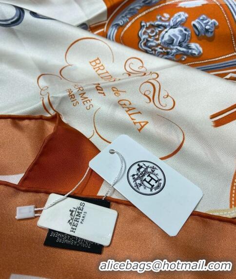 Low Price Hermes Brides de Gala Applique Silk Square Scarf 90cm H1584 Orange 2023