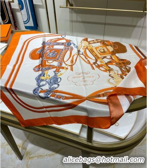 Low Price Hermes Brides de Gala Applique Silk Square Scarf 90cm H1584 Orange 2023