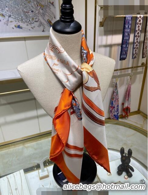 Low Price Hermes Brides de Gala Applique Silk Square Scarf 90cm H1584 Orange 2023