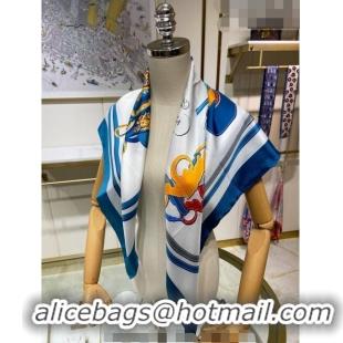 Low Cost Hermes Brides de Gala Applique Silk Square Scarf 90cm H1584 Blue 2023