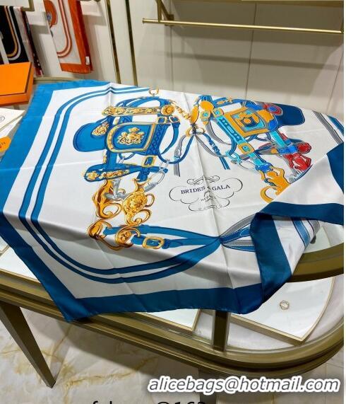 Low Cost Hermes Brides de Gala Applique Silk Square Scarf 90cm H1584 Blue 2023