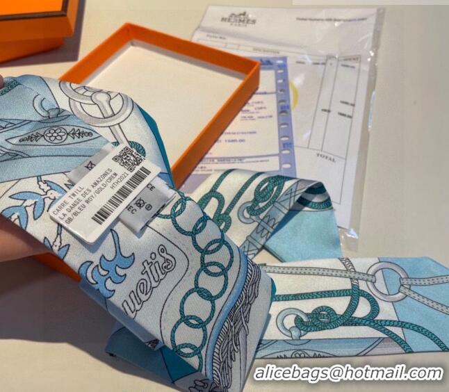 Popular Style Hermes Silk Bandeau Scarf 5x86cm 030801 Light Blue 2023