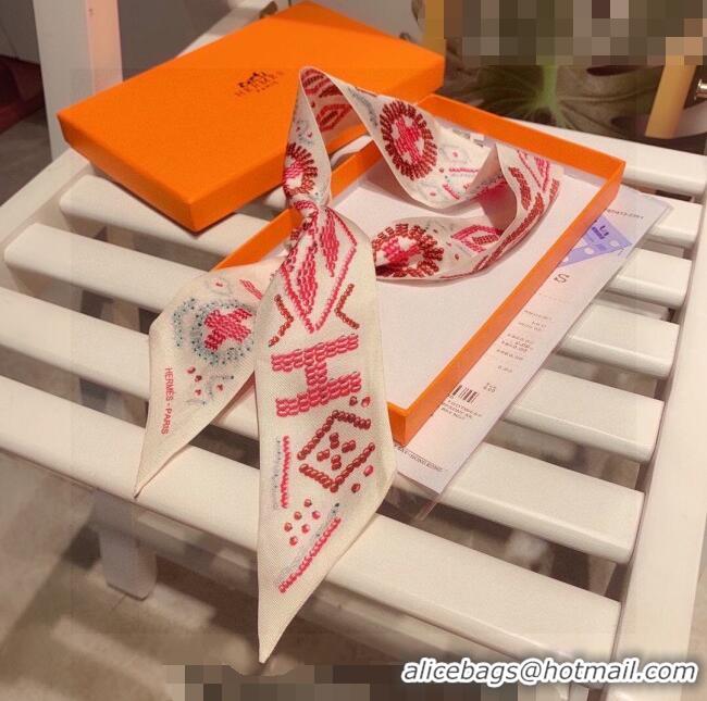 Pretty Style Hermes Silk Bandeau Scarf 5x86cm 030803 White 2023