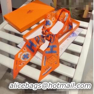 Good Taste Hermes Silk Bandeau Scarf 5x86cm 030803 Orange 2023