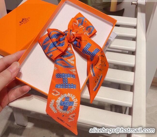 Good Taste Hermes Silk Bandeau Scarf 5x86cm 030803 Orange 2023