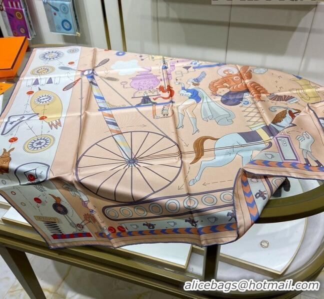 Famous Brand Hermes Tea for Two Silk Sqaure Scarf 90x90cm H0872 Pink 2023