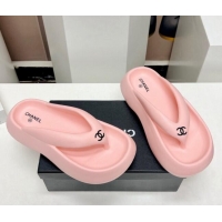 Trendy Design Chanel Rubber Platform Slide Thong Sandals 4cm Light Pink 703089