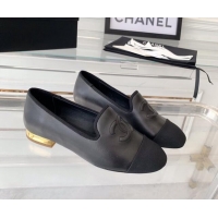 Best Grade Chanel Calfskin Loafers Black 071058