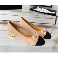 Grade Quality Chanel Suede Ballerinas with Bow Light Brown 071060