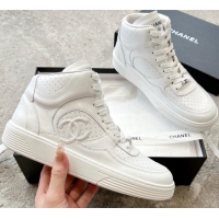 Trendy Design Chanel Calfskin High top Sneakers G45080 White