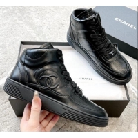 Sumptuous Chanel Calfskin High top Sneakers G45080 Black