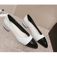 Popular Style Chanel Patent Calfskin Ballet Flat in Patent Leather G45054 White