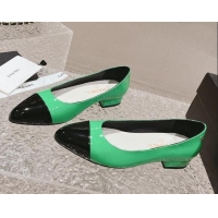 Best Price Chanel Patent Calfskin Ballet Flat in Patent Leather G45054 Green