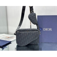 Inexpensive Dior Saddle Triple Pouch in Dior Oblique Jacquard CD3102 Black 2023