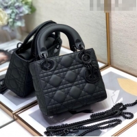 Buy Fashionable Dior Mini Lady Dior Bag in Black Ultramatte Cannage Calfskin CD6901 2023