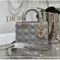 New Design Dior Small Lady Dior My ABCDior Bag in Cannage Lambskin CD6901 Grey 2023