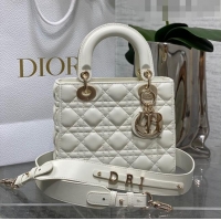 Inexpensive Dior Small Lady Dior My ABCDior Bag in Cannage Lambskin CD6901 White 2023