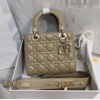 Cheapest Dior Small Lady Dior My ABCDior Bag in Cannage Lambskin CD6901 Apricot 2023