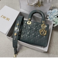 Shop Grade Dior Small Lady Dior My ABCDior Bag in Patent Leather CD6902 Bluish Grey 2023