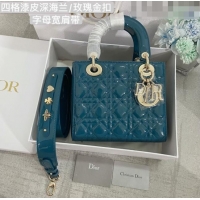 Good Looking Dior Small Lady Dior My ABCDior Bag in Patent Leather CD6902 Ocean Blue 2023