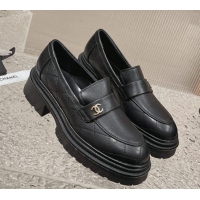 Best Product Chanel Calfskin Loafers with CC Black 719109