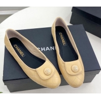 Good Looking Chanel Lambskin Ballet Flat with CC Foldover Yellow 719119