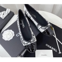 Sumptuous Chanel Classic Tweed and Patent Leather Ballerinas White/Black 724003