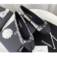 Good Quality Chanel Classic Tweed and Calfskin Ballerinas Black/Multicolor 724004