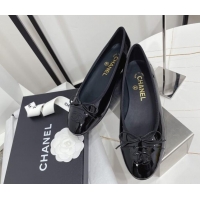 Good Product Chanel Classic Patent Calfskin Flat Ballerinas Black 724015