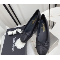 Fashion Chanel Classic Grained Calfskin Flat Ballerinas Black 724017