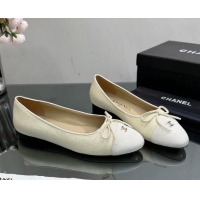 Super Quality Chanel Classic Fabric and Grosgrain Flat Ballerinas Light Beige 724031