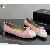 Most Popular Chanel Classic Fabric and Grosgrain Flat Ballerinas Light Pink 724033