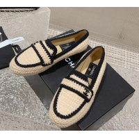 Top Grade Chanel Crochet Flat Loafers Beige 724037