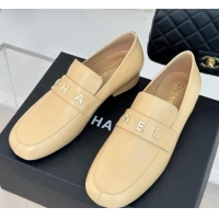 Hot Style Chanel Calfskin Loafers 3cm Apricot 801061