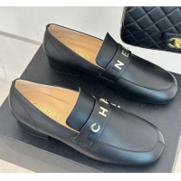 Good Quality Chanel Calfskin Loafers 3cm Black 801062