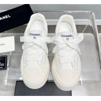 Best Grade Chanel Canvas Platform Sneakers White 801087