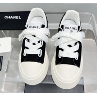 Duplicate Chanel Canvas Platform Sneakers Black/White 801088