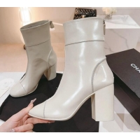 Perfect Chanel Patchwork Calfskin Ankle Boots 8.5cm White 802007