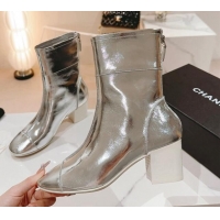 Best Price Chanel Patchwork Calfskin Ankle Boots 5cm Silver 802008