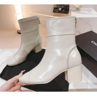 Pretty Style Chanel Patchwork Calfskin Ankle Boots 5cm White 802010