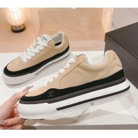 Good Quality Chanel Velvet & Suede Platform Sneakers Beige G45208 802020