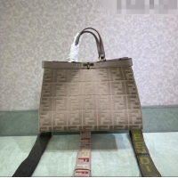 Famous Brand Fendi Peekaboo X-Tote Canvas Shopper Bag with FF embroidery F15046 Grey 2023