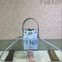 Best Price Fendi Mon Tresor Leather Mini Bucket Bag with FENDI ROMA F15064 Light Blue 2023