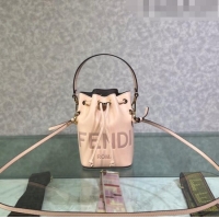 Top Grade Fendi Mon Tresor Leather Mini Bucket Bag with FENDI ROMA F15064 Nude Pink 2023