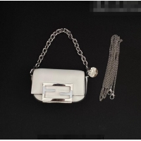 Top Design Tiffany & Co. x Fendi Nano Baguette Bag Charm with Chain in Calf Leather F8001 White 2023