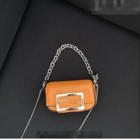 Cheapest Tiffany & Co. x Fendi Nano Baguette Bag Charm with Chain in Calf Leather F8001 Brown 2023